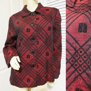 Vintage 90s 80s Sarah Bentley Button Up Top L Sparkly Red Grannycore Casual Chic